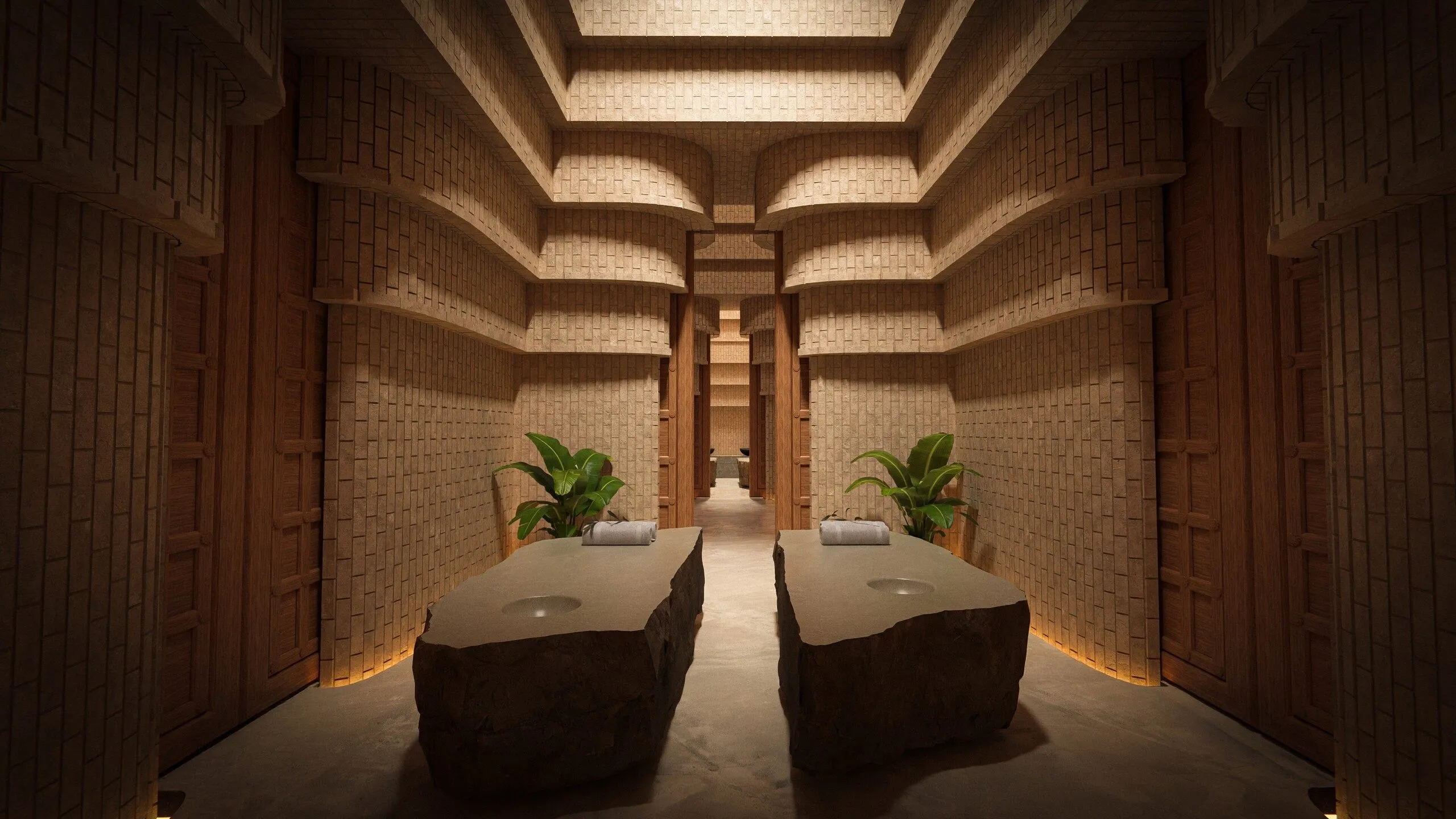 Massage room with stone tables